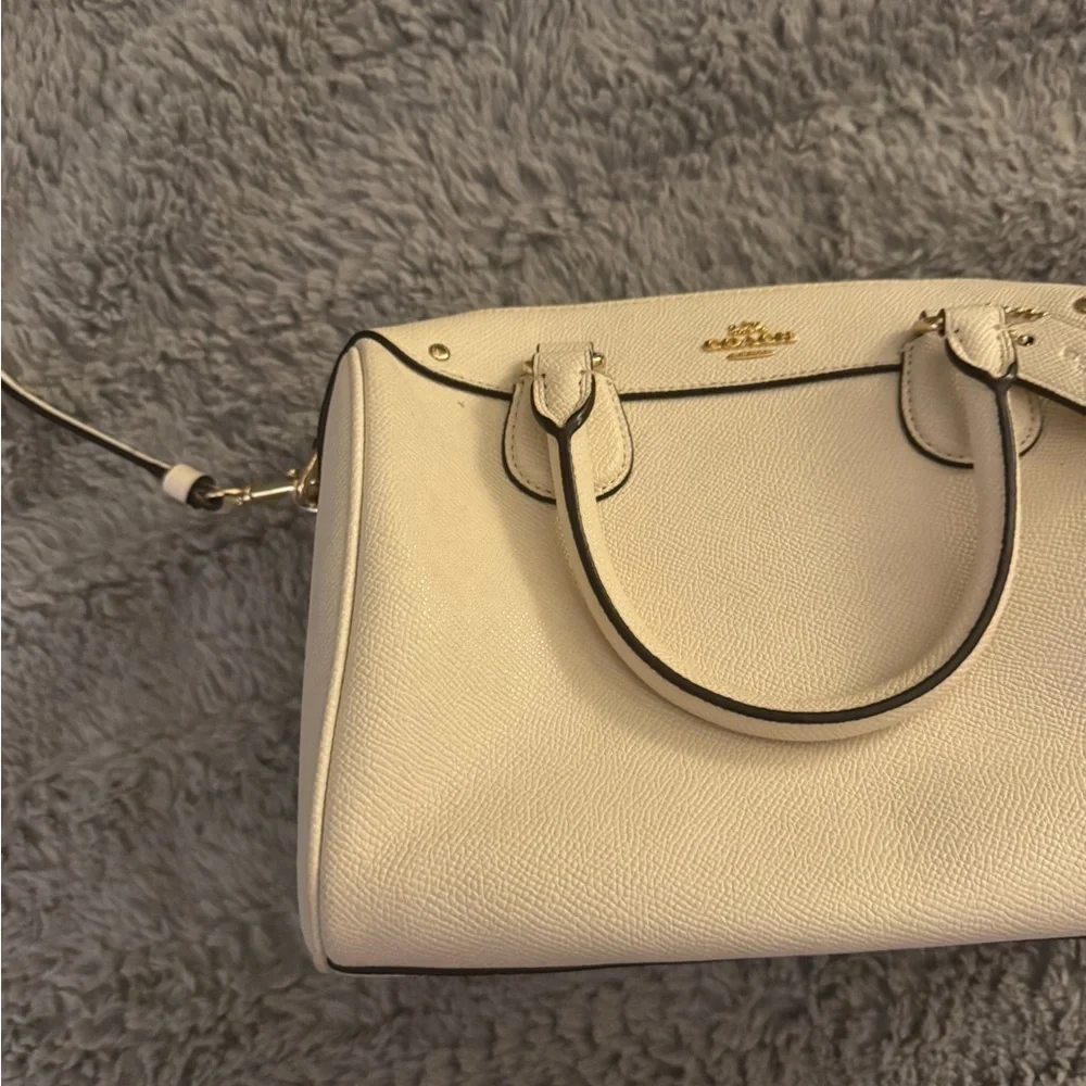COACH Mini Bennett White Leather Handbag